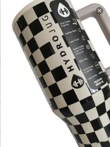 HydroJug 40oz Black Print Insulated Tumbler with Handle & Straw, Large Capacity Stainless Steel Water Bottle, Leakproof Reusable Coffee Mug for Car Cup Holder, Gym, Travel, Home & Office, Ideal Gift for Men & Women iced travel mug travel cup travel coffee