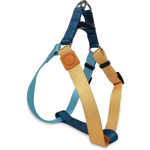 Tri-Color Dog Harness - Adjustable Step-in Design for Small Dogs, Heavy Duty Puppy Harness, Easy Walking - Blue Orange