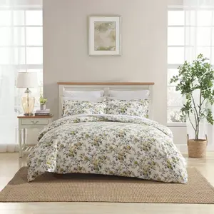 Laura Ashley Full/Queen Roses Duvet Cover Set Gold