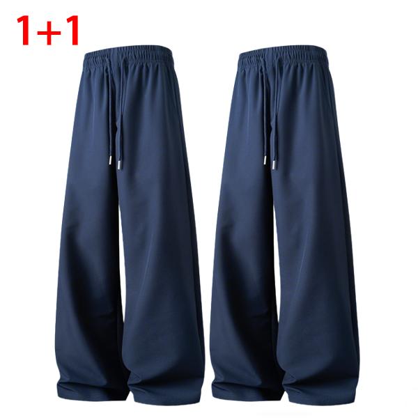 2PACK Men's Oversized Wide Leg Pants  Trendy Drawstring Casual Trousers, Comfy Summer Streetwear & Lounge Pants