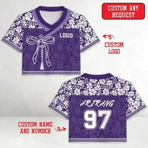 Custom Hanbok Style Floral Jersey, Personalized Korean Norigae Tassel Crop Top, Custom Name Number Fan Jersey, Kpop Concert Outfit Gift