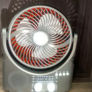 Rechargeable fan  with solar panel A/M F/M radio Bluetooth USB Portable Card
