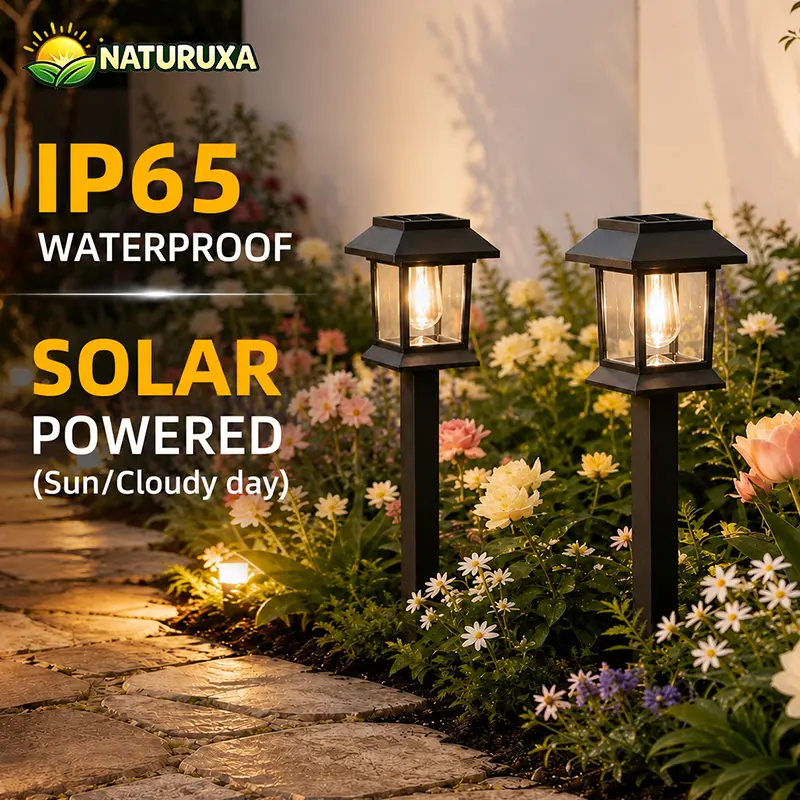 Naturuxa 6/12 Solar Lamp Post Light – Monocrystalline Panel (50% More Efficient), Won't Attract Flies & Mosquitoes, 12H+ Lighting, IP65 Waterproof, 3000K Warm White, 10-Year Warranty, COD Available