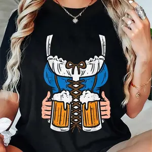100% Cotton Drindl Costume German Bavarian Oktoberfest Festival Women T-Shirt