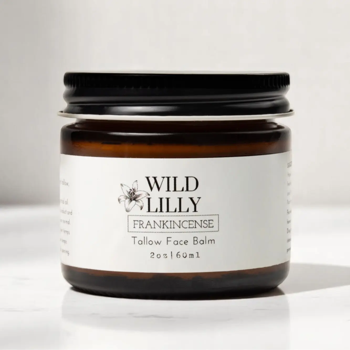 Wild Lilly Frankincense Tallow Face Balm 100% Grass Fed Organic Emu Oil & Essential Oil for Dry Sensitive Skin 2oz