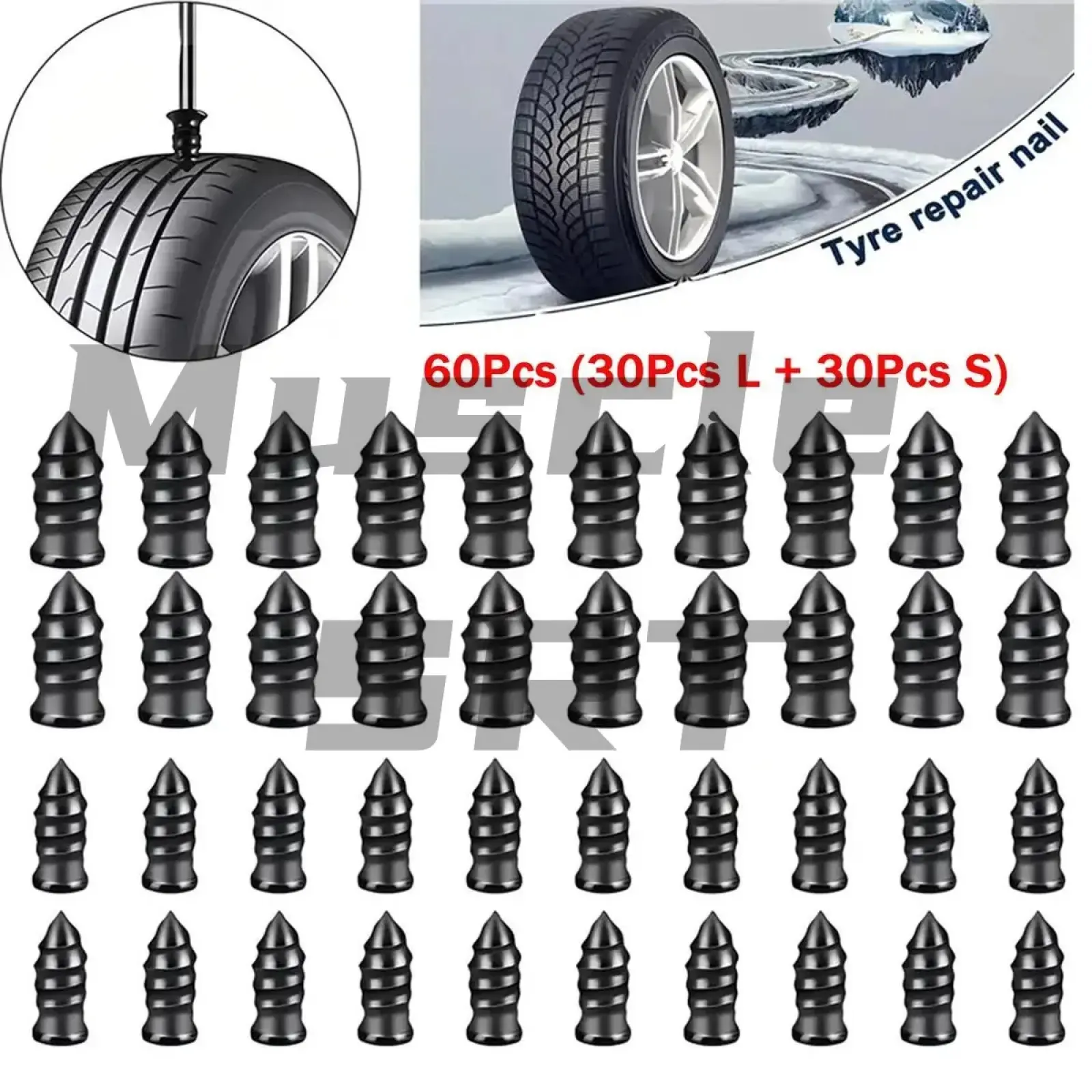 Rubber Flat Tire Repair Kit for Fast Repair of Tire Punctures,Tire Plug Kit with Screwdriver,Durable Car Tire Repair Kit Self-Service Repair Nails for Car Motorcycle Truck.