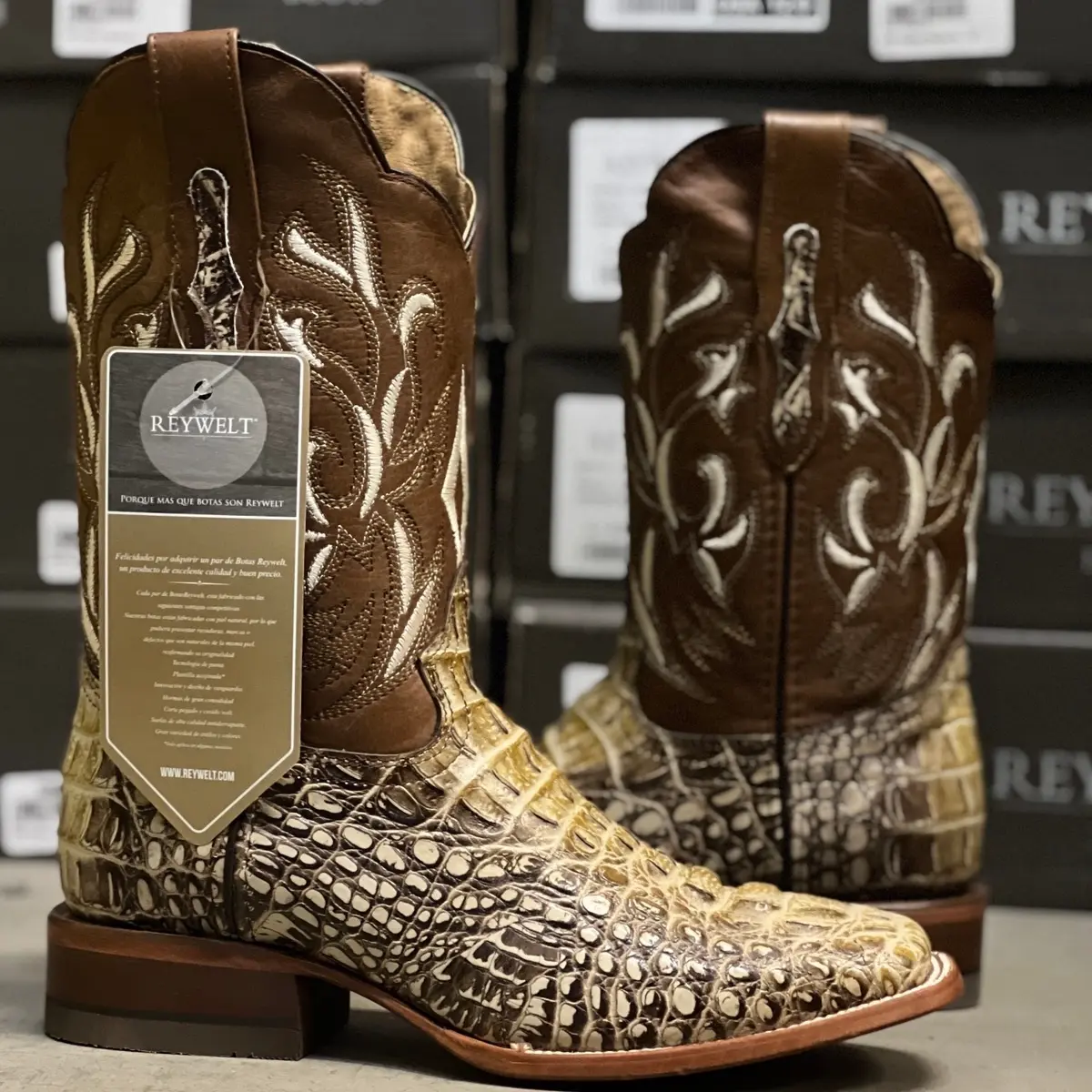 070 Fuscus Desierto Color Botas Vaqueras de Mexico Western Boots Embossed