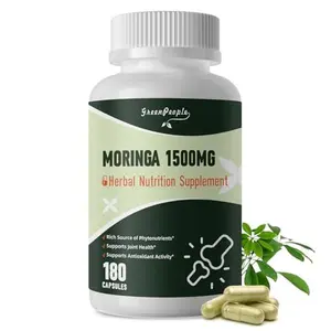 GREENPEOPLE Whole-Leaf Moringa Capsules 1500mg, 10:1 Moringa Oleifera Leaf Extract, Green Superfood for Energy & Immune Support, Vegan, Non-GMO, Caffeine Free, 180 Capsules, 90 Day Supply