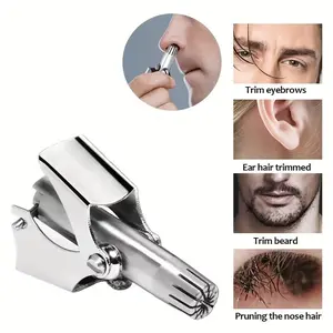 Unisex Nose Hair Trimmer, High-Quality Stainless Steel Design, Small Round Head, Washable, Suitable for Nasal and Ear Hair Removal, Facial Hair Trimmer