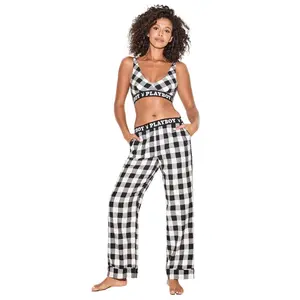 The Playboy Black Flannel Sleep Pajama Pant