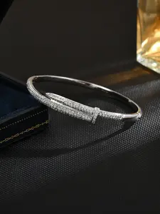 Copper Inlaid Artificial Zircon Bracelet, Stylish Nail Design for Women, Elegant Simple Everyday Wear, Perfect Everyday Accessory, Cubic Zirconia Bracelet, Beautiful Bracelets