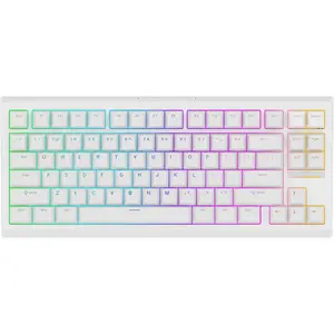 G84 80% RGB Gaming Mechanical Keyboard, 2.4GHz/ Type-C/BT  Keyboard, QMK/VIA Programmable, Hot-Swappable, NKRO, with Shine Through PBT Keycaps for Gamers (White, Creamy Jade )