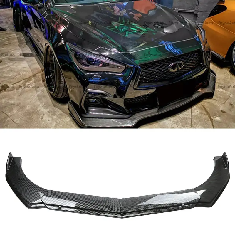 Carbon Fiber Front Bumper Lip Spoiler Splitter Car Accessories, Front Lip Body Kit Add-On for Infiniti QX50, QX55, QX60, QX70, Bumper Protection, Includes Screws, Infiniti Models