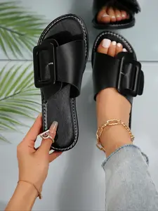 Women's Winter Minimalist Flat Sandals, Strapy Sandals, Fashionable Indoor Outdoor Slippers, Casual Summer Shoes, Stylish Women's Footwear, Rubber Sole