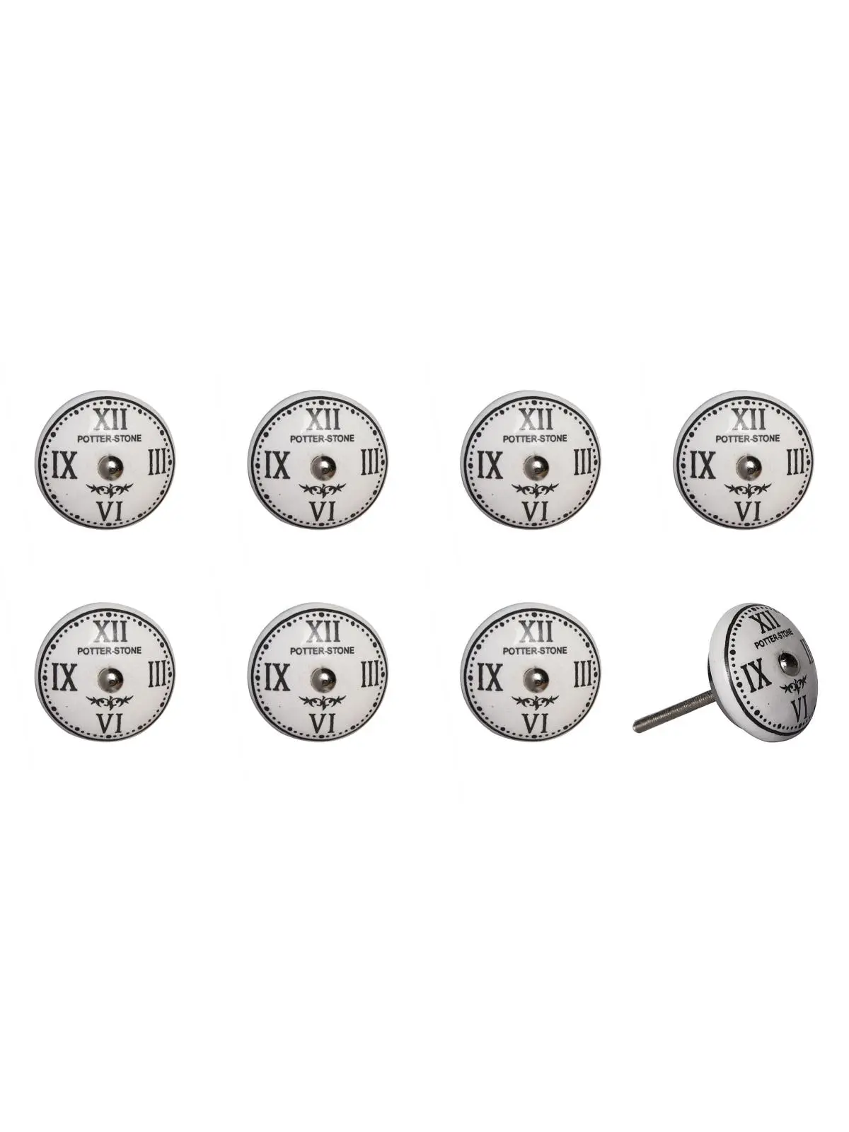 212 MAIN 1.5 x 1.5in Hand-Painted Black & White Flower Ceramic-Metal Drawer Pull Knobs - Set of 8, Traditional Cabinet Pulls for Large Appliance Parts & Accessories, Easy-Install Living Room Handles, 1.5 X 1.5