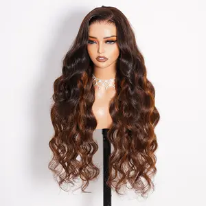 Megalook Hair 5x6 Glueless Wigs #2P430 Color Body Wave 30inch HD Lace Wig Natural Hairline 100% Human Hair Wig 320℉ Heat Resistant Texture Easy Wear