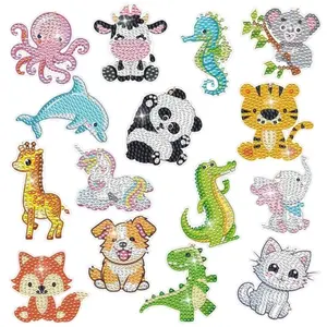 15 PCS Diamond Painting Keychains Animal Diamond Art Ornaments Double Side Diamonds Key Rings DIY 5D Art Pedants for Beginners Birthday Crafting Home Party Decor