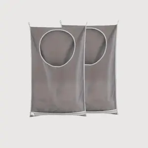 Hanging Laundry Bag, 2 Counts Large Opening Laundry Bag with 2 Hooks, Durable Polyester Laundry Bag for Bathroom, Bedroom, and Home Organization