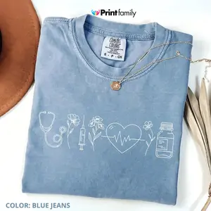 Comfort Colors Nurse Shirt, Nurse Life Tee, Women's Graphic Tee, Gift For Nurse, Hospital Nurse, Cute Crewneck For Women, cotton Basic Tee - Printfamily