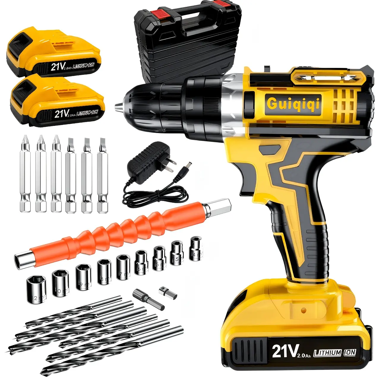 [21V Cordless Drill Set]Electric Drill ToolBox Set | Cordless Rechargeable Electric Drill Tool Set, Equipped 1 Or 2 Battery, Bits Set, Suitable Construction, Industry & Decoration, Men's Gift, The Best Gift Father's Day Gift