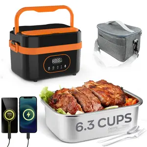 Cordless Electric Lunch Box for Adults Men & Women Rechargeable Self-Heating Food Warmer with 1.5L SS Container Battery-Powered Heated Lunch Box Perfect for Work and Travel Use