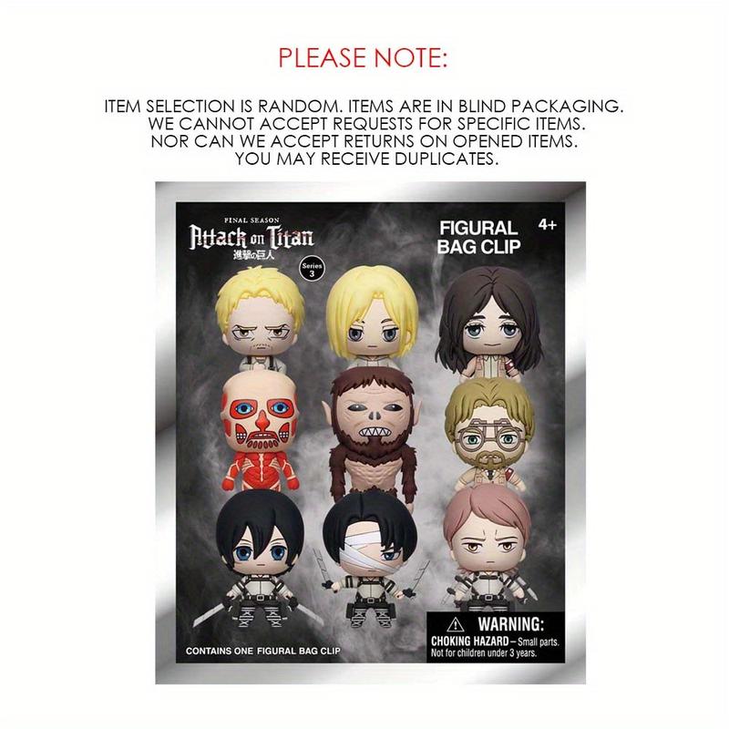 Attack on Titan Blind Bag Keyring/Blind Box Figure 1pc Random One Officially Licensed 3D Cartoon Mystery Anime Keychain Bag Clip Table Decoration Armin Eren Mikasa Levi Hange Christmas Halloween Friends Birthday Anniversary Gifts Limited Edition Accessory