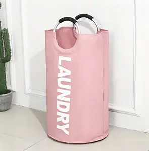 90L Extra-Large Collapsible Laundry Bag - Waterproof Oxford Fabric, Soft-Grip Aluminum Handle, Foldable Hamper for Laundry, Blanket Storage at Home, Camping