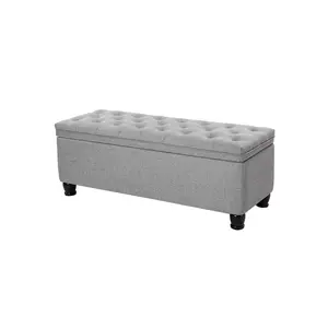 SONGMICS Storage Ottoman, Storage Bench, Tufted Entryway Bedroom Bench