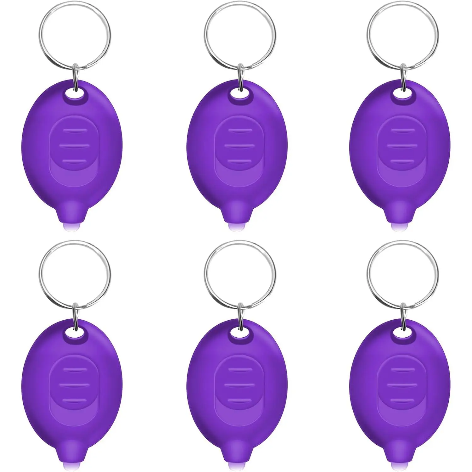 6PCS Mini UV LED Keychain Flashlight - 12 Lumen, 0.18 oz Key Ring Clip, Battery-Powered Portable Black Light for Party, Camping & Hiking, Scorpion Finder with Fluorescent Elements Detection