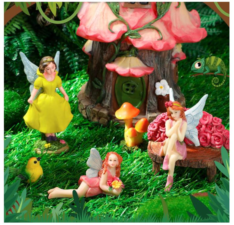 Fairy House Garden Figurines Kit Spring Garden Decor Easter Basket Decoration Spring Decoration Outdoor Wildflower Butterfly Fairy Mushroom Party Supplies Micro Landscape Ornaments