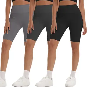 3 Pieces High Waist Women's Short Yoga Leggings, Workout Trousers for Yoga, Gym, Running Cycling Breathable Sports Leggings