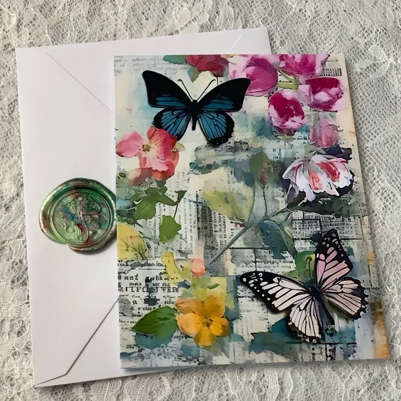 Handcrafted Greeting Card With Printed Design Handcrafted Greeting Card With Printed Design