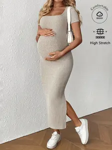 Pregnant women's summer casual dress, versatile and comfortable dress, short sleeved and hip hugging skirt, Maternity Dresses