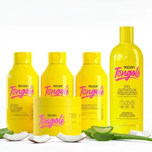 La pocion Kit para Rizos Tongole Shampoo, Crema para peinar, tratamiento, Mascarilla Tongole y Gel Definidor Tongole (5 Pack)