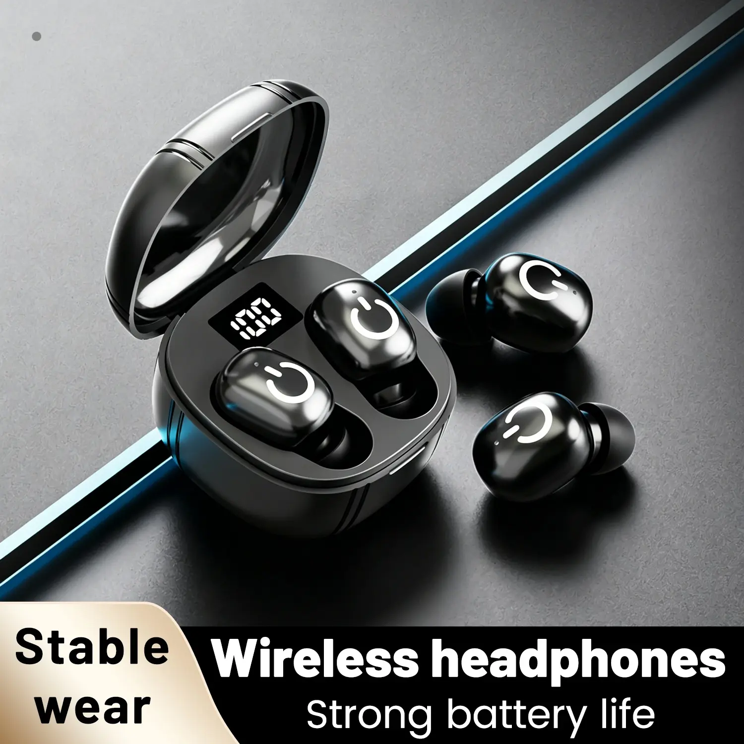 Wireless Noise Cancelling Bluetooth Earbuds - Chargeable Electronic Audio Devices, 10H Single-Ear Long Battery Life, Angel Ring Touch Operation, Mini Charging Case, High-Definition Sound Quality, Suitable for Work, Travel