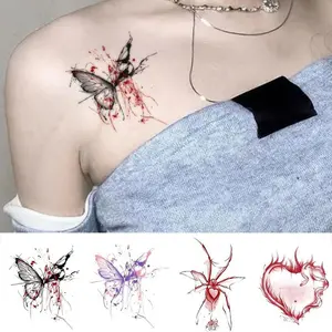BAGHPBM Temporary Tattoos Fake BAGHPBM Tattoos for Women, Butterfly Design, 11 cm x 10 cm, Long-lasting, Vibrant Colors, Ideal for Sleeves and Collarbone,