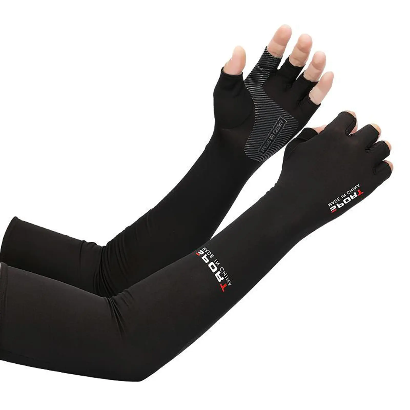 Summer sun-protective arm sleeves, unisex, one-size-fits-all, half-finger design, breathable ice-silk arm sleeves, ideal for driving, outdoor activities, and various sports such as cycling, running, and rock climbing