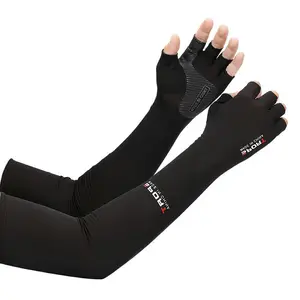Summer sun-protective arm sleeves, unisex, one-size-fits-all, half-finger design, breathable ice-silk arm sleeves, ideal for driving, outdoor activities, and various sports such as cycling, running, and rock climbing