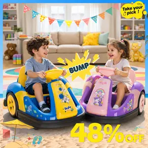 【Phivilla Home】12V Kids Electric Ride-On Bumper Car with steering wheel, Parent Remote Control, 360° Spin, LED Lights & Music, DIY Stickers