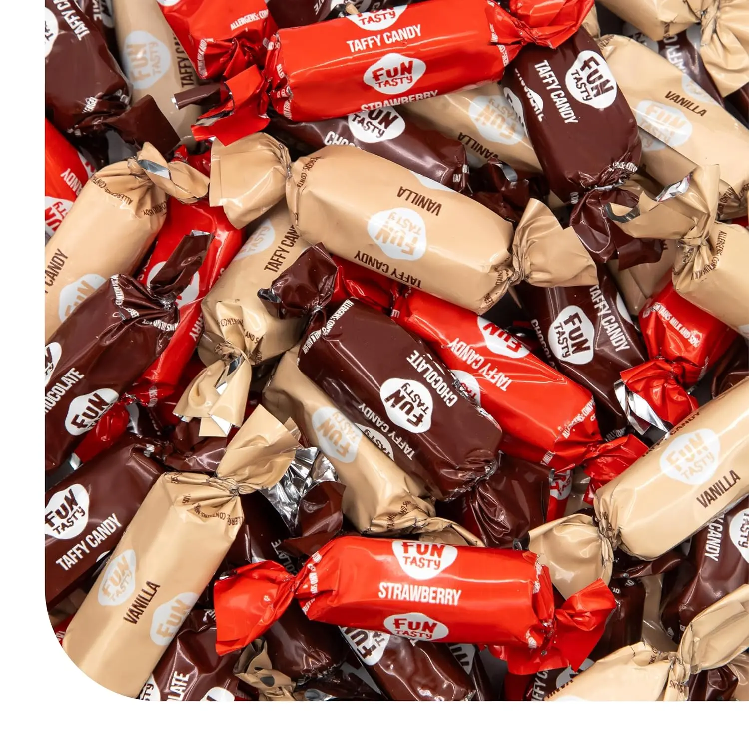 Taffy Candy - 1 Pound Pack (75 Count) - Old Fashioned Candy - Individually Wrapped Premium Assorted Caramels - Vanilla, Chocolate, Strawberry - Nostalgic Party Favors