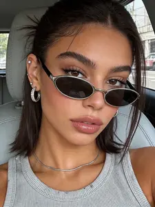 Elegant Oval Frame Women's Sunglasses, Casual Versatile Design, Perfect for Daily Wear, Stylish and Comfortable Sun Protection, Fashion Sunglasses