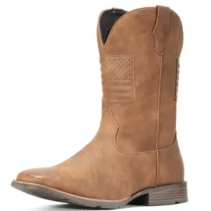 IUV Cowboy Boots For Men Wide Western Boot Traditional American Flag Retro Square Toe Country Work Boots