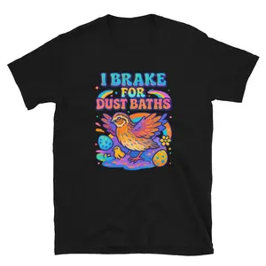 I Brake for Dust Baths Quail Swag Short-Sleeve Unisex T-Shirt Gildan Softstyle Cotton Tee Regular Fit Everyday Wear Grey Sport Solid Fabric Lightweight Ringspun Cotton Tee