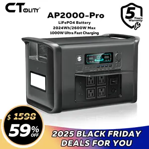 Black Friday Deal Ctolity 2400W Portable Power Station 2048Wh LiFePO4 Battery - 640000mah 120V Powerbank Charger Solar Generator 2 Hr Fast Charge for Outdoor Camping RV Phone Home Backup Power Supply Chargeable