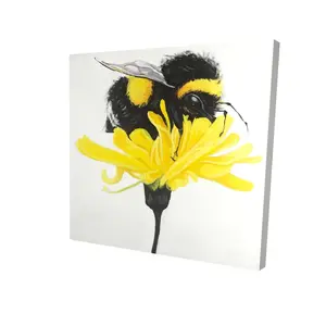 212 MAIN 24x24 in. High-Def Bumblebee Dandelion Floral Print Wall Art - Animal Design Home Decoration, Vivid Yellow Nature Artwork, Ideal Home Supplies Gift