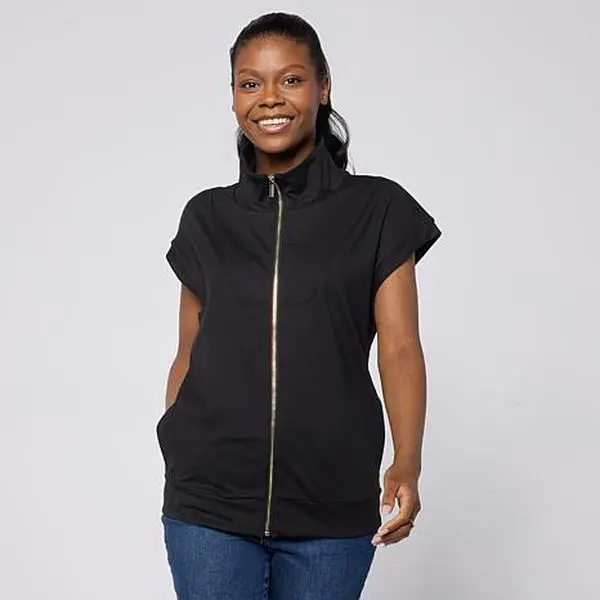Joy Mangano Joy Performance Luxe Buttersoft Short Sleeve Full Zip Jacket