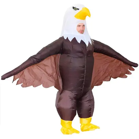Unisex Polyester Funny Inflatable Bald Eagle Mascot Costume - Adult All-Seasons Party Costume for Parades, 4th of July Celebrations