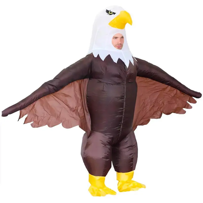 Unisex Polyester Funny Inflatable Bald Eagle Mascot Costume - Adult All-Seasons Party Costume for Parades, 4th of July Celebrations