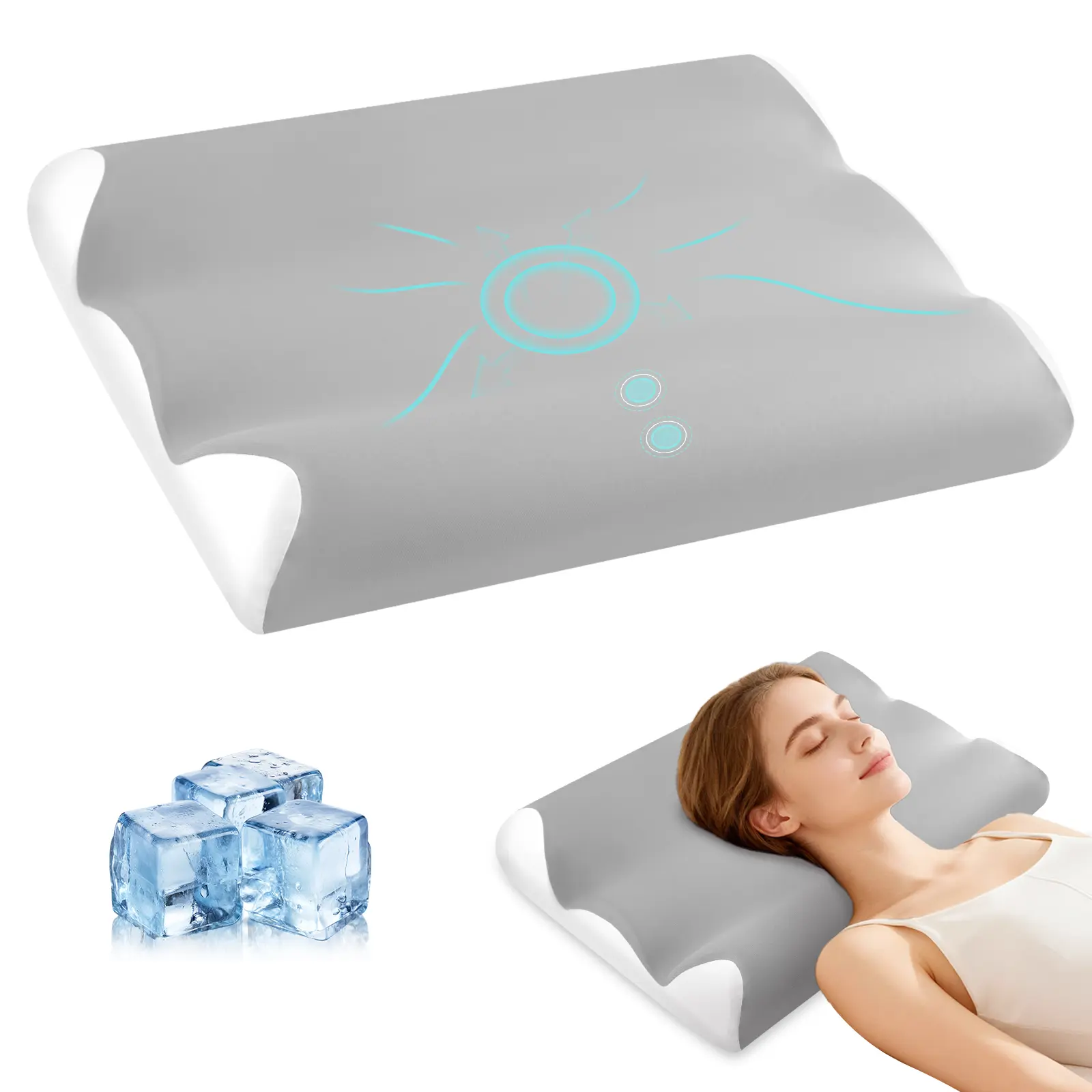 Deep Sleep Pillow, Ergonomic Contour Design for Side & Back Sleepers, Orthopedic Cervical Shape Gently Cradles Head & Provides Neck