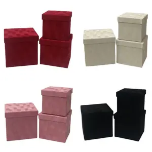 Velvet Square Boxes, Set of 3, Various Colors/ W7646-7649